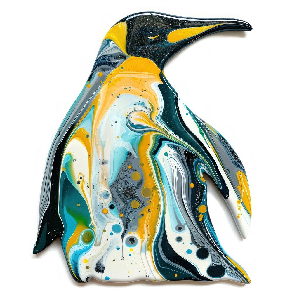 Acrylic pouring penguin clothing apparel hardhat.