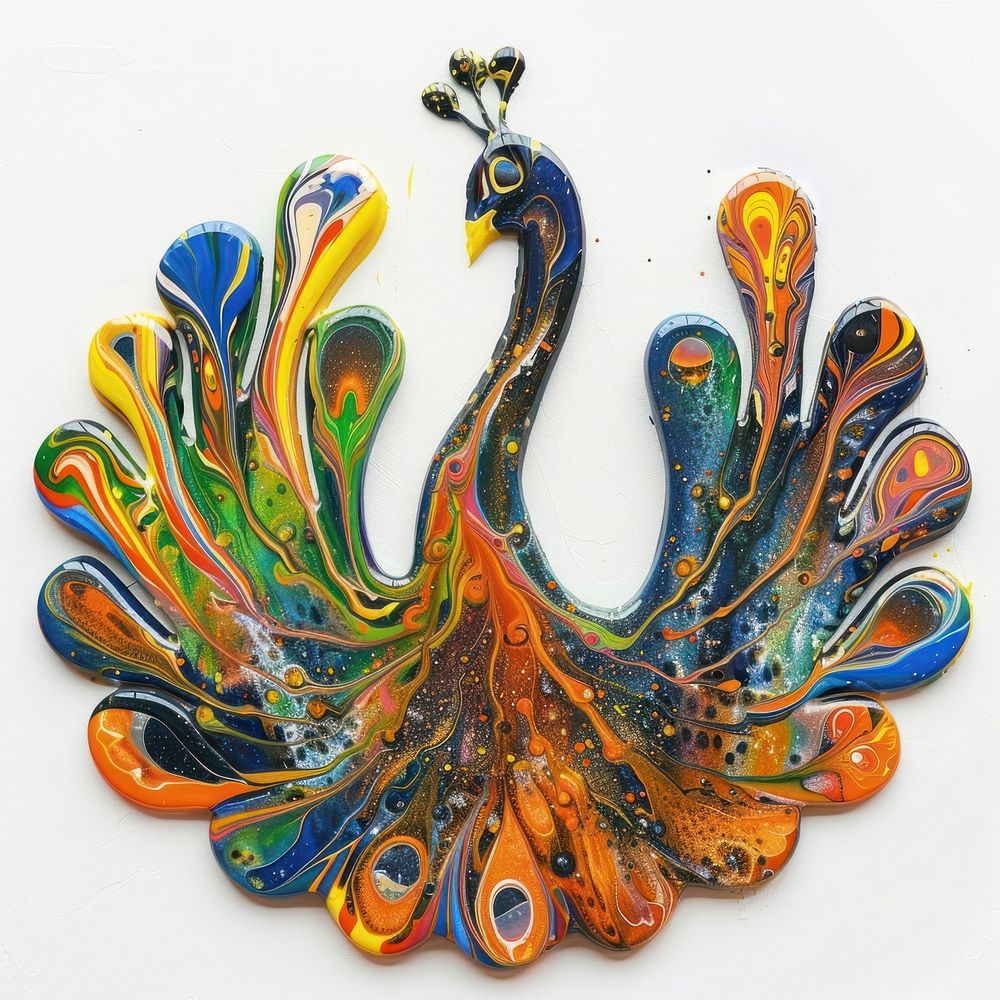 Acrylic pouring peacock accessories accessory ornament.