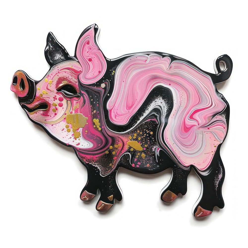 Acrylic pouring pig animal mammal canine.