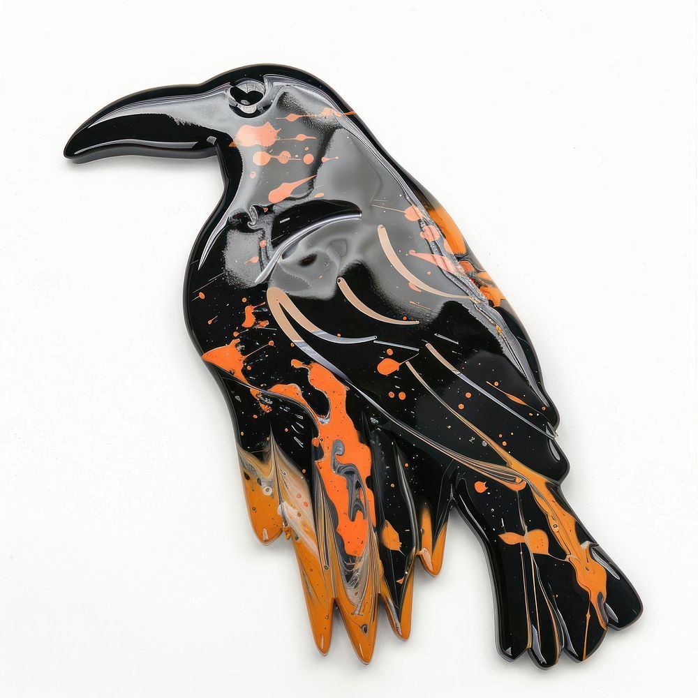Acrylic pouring raven appliance blackbird agelaius.