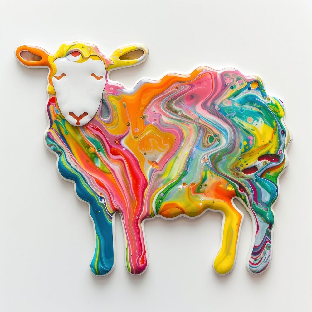 Acrylic pouring sheep livestock painting animal.