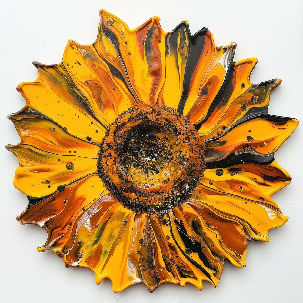 Acrylic pouring sunflower invertebrate accessories accessory.