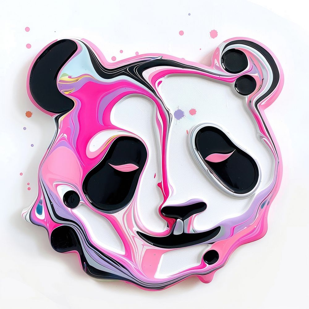 Acrylic pouring panda confectionery appliance painting.