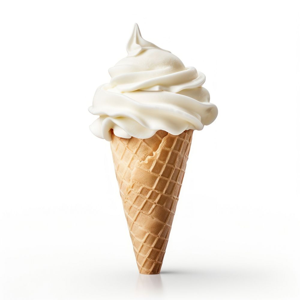 A 1 scoop vanila ice cream in white paper cup dessert food white background.