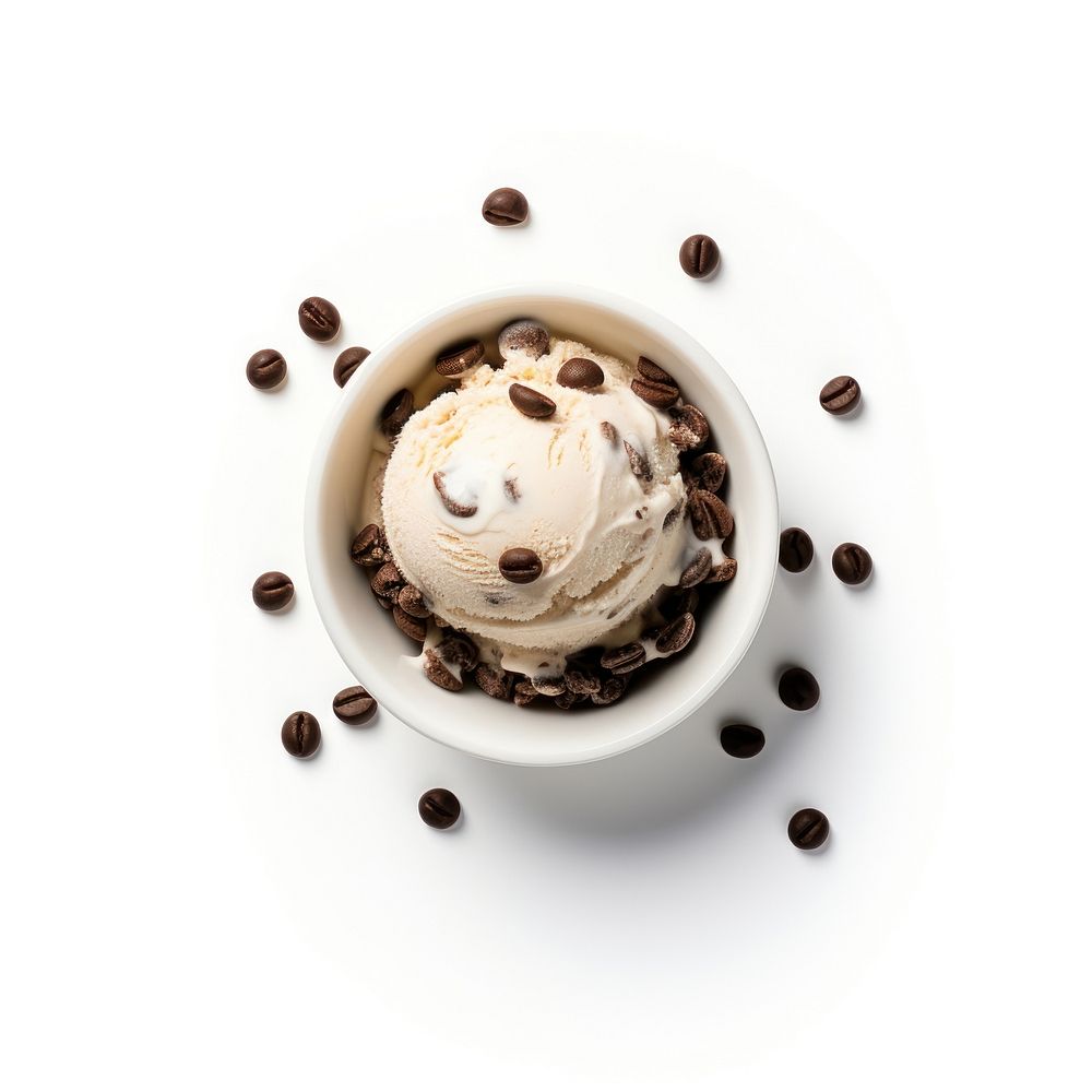A 1 scoop milk tea ice cream in white paper cup dessert food white background.
