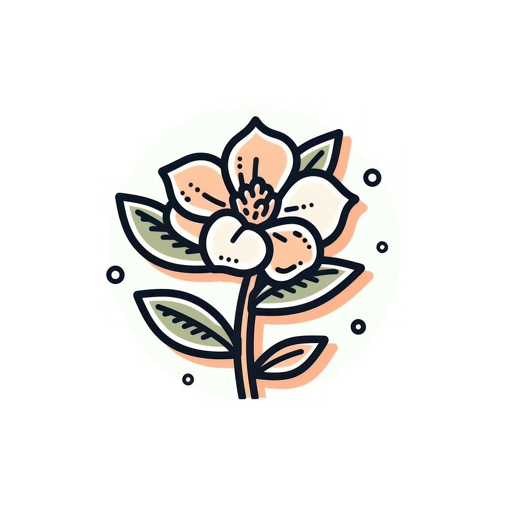 Magnolia flower pattern drawing sketch.