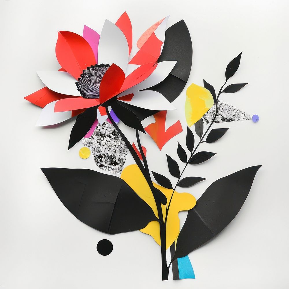 Cut paper collage with flower accessories accessory graphics.