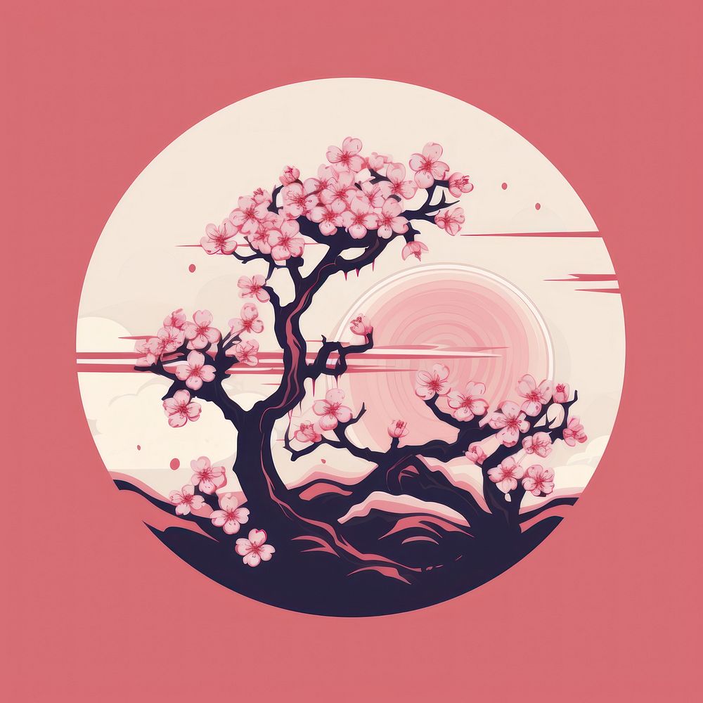 Sakura painting blossom flower.