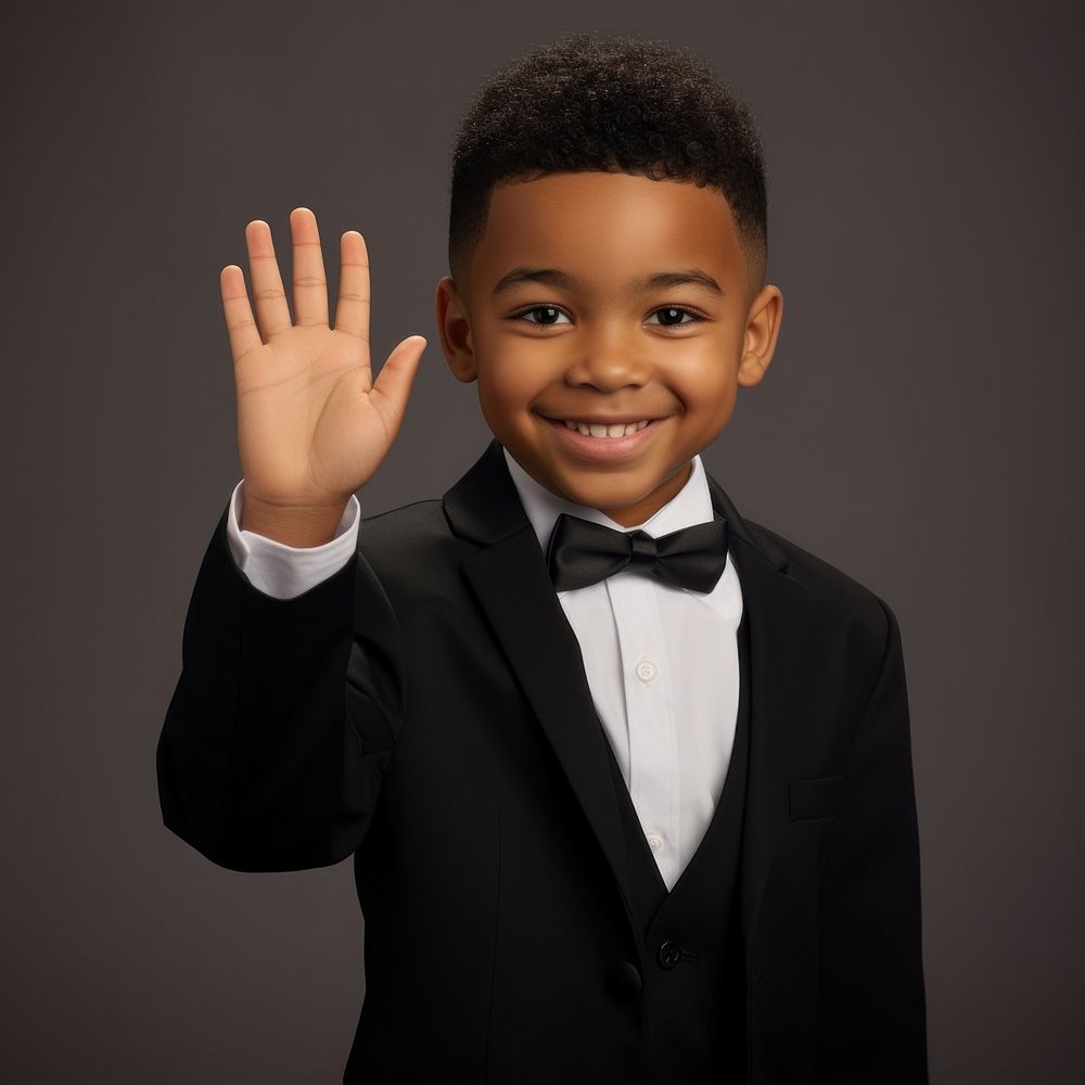 African american boy portrait tuxedo photo.