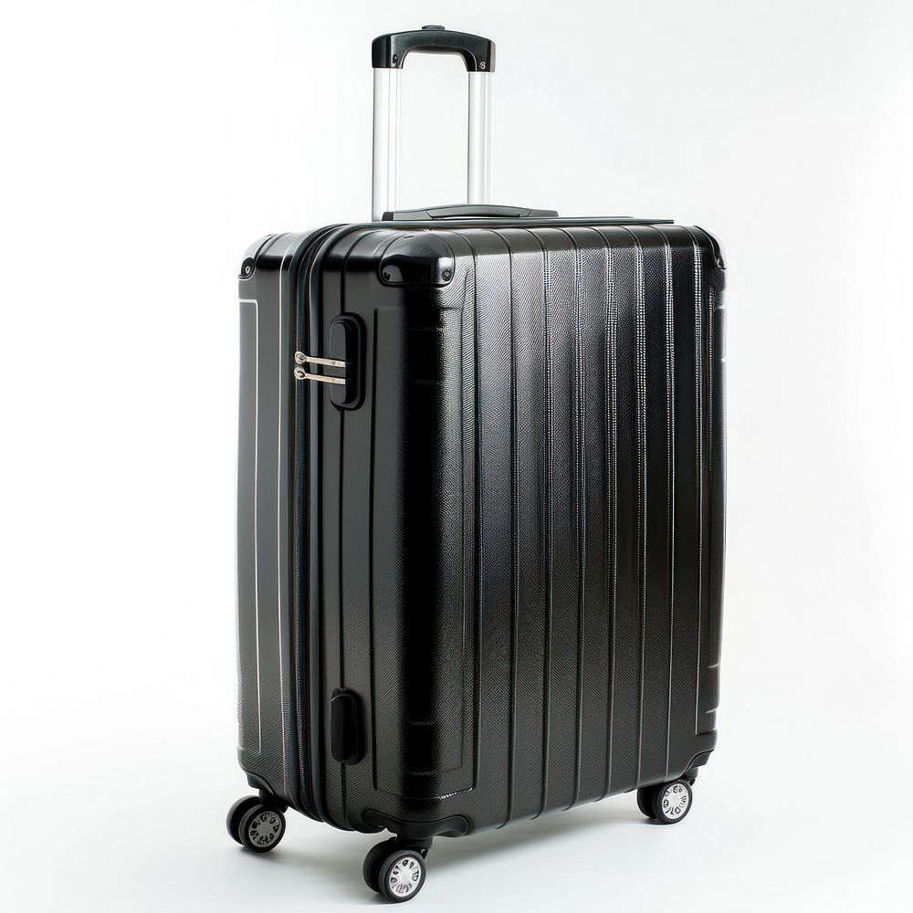 Black travel suitcase luggage white background architecture.
