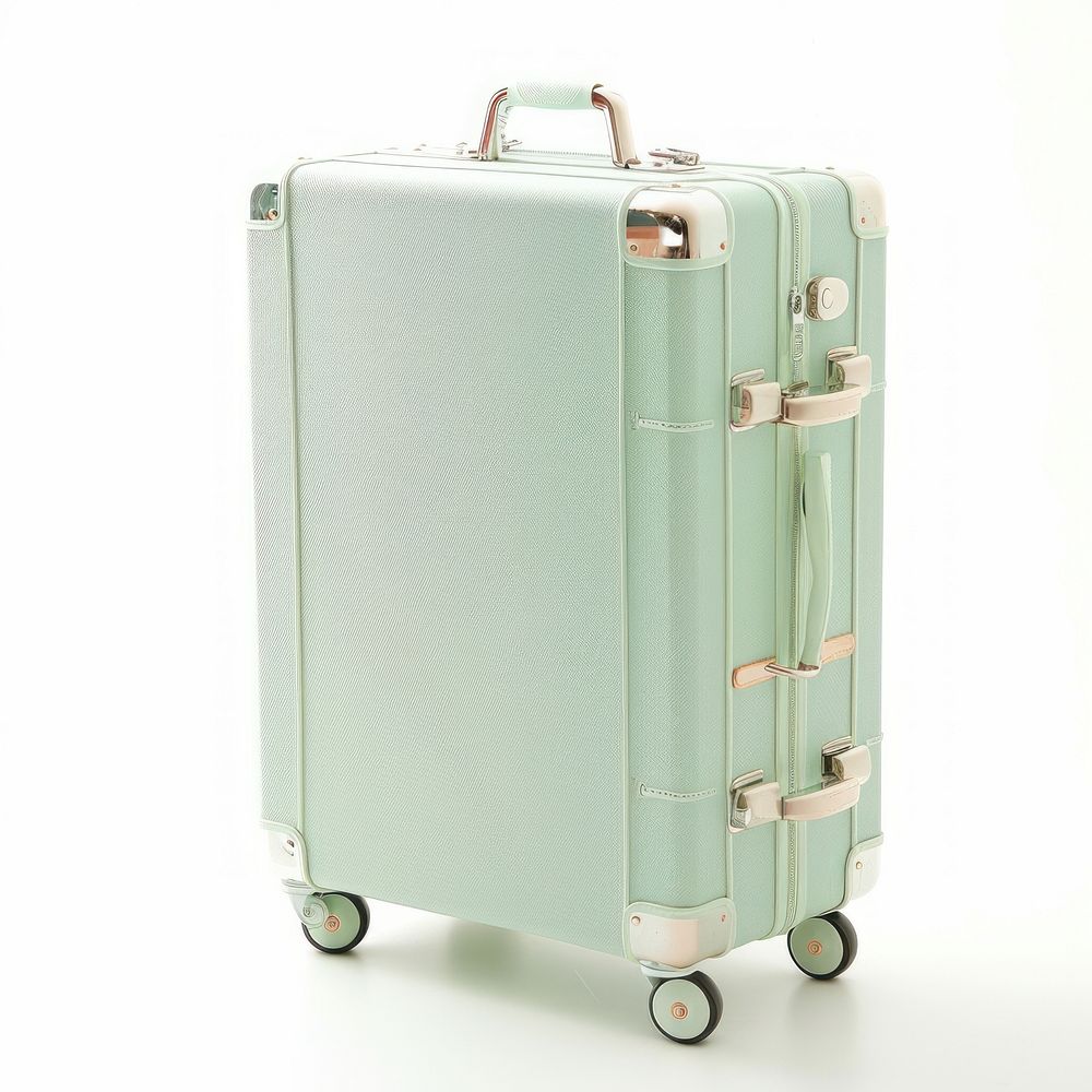 Minimal color travel suitcase luggage white background briefcase.