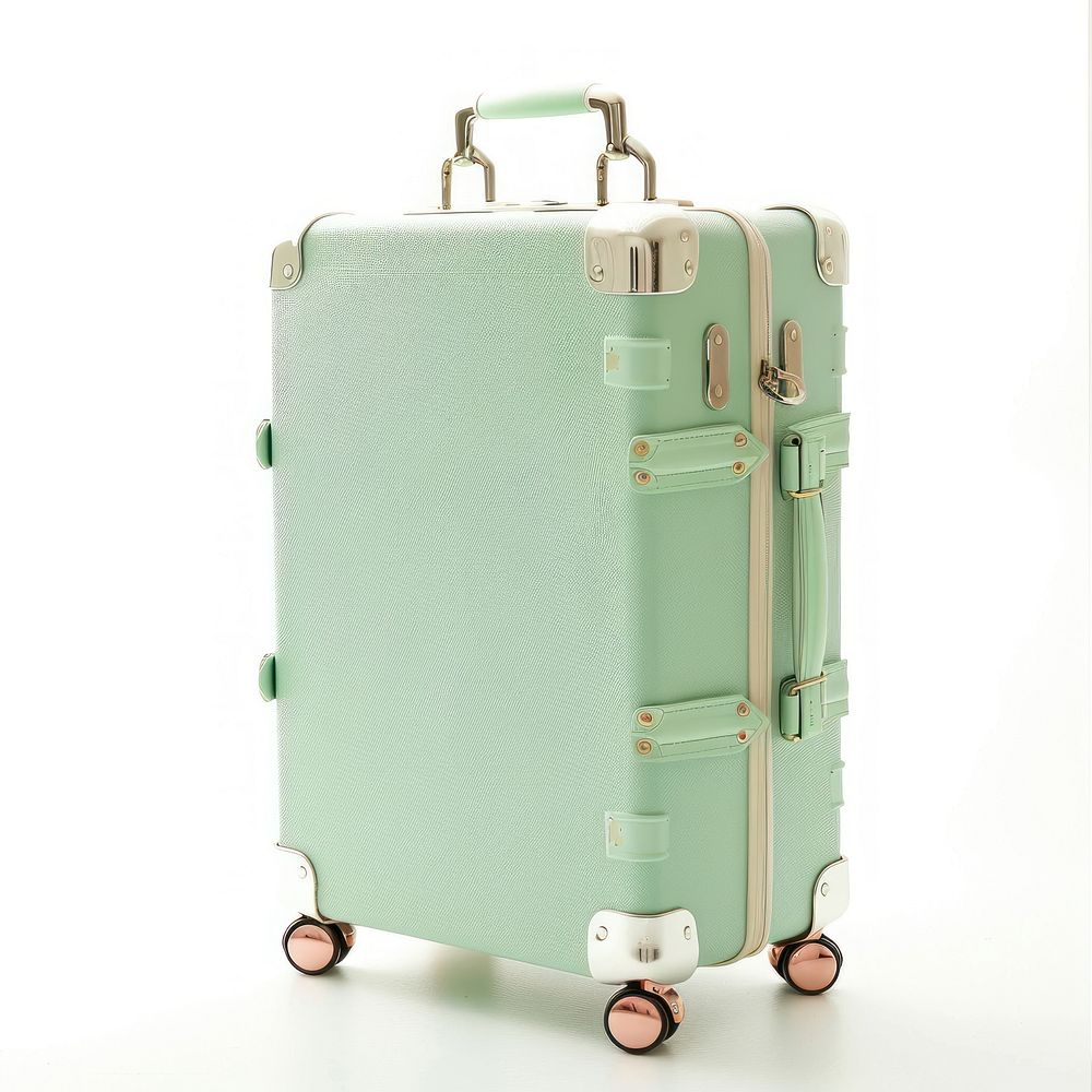 Minimal color travel suitcase luggage white background briefcase.