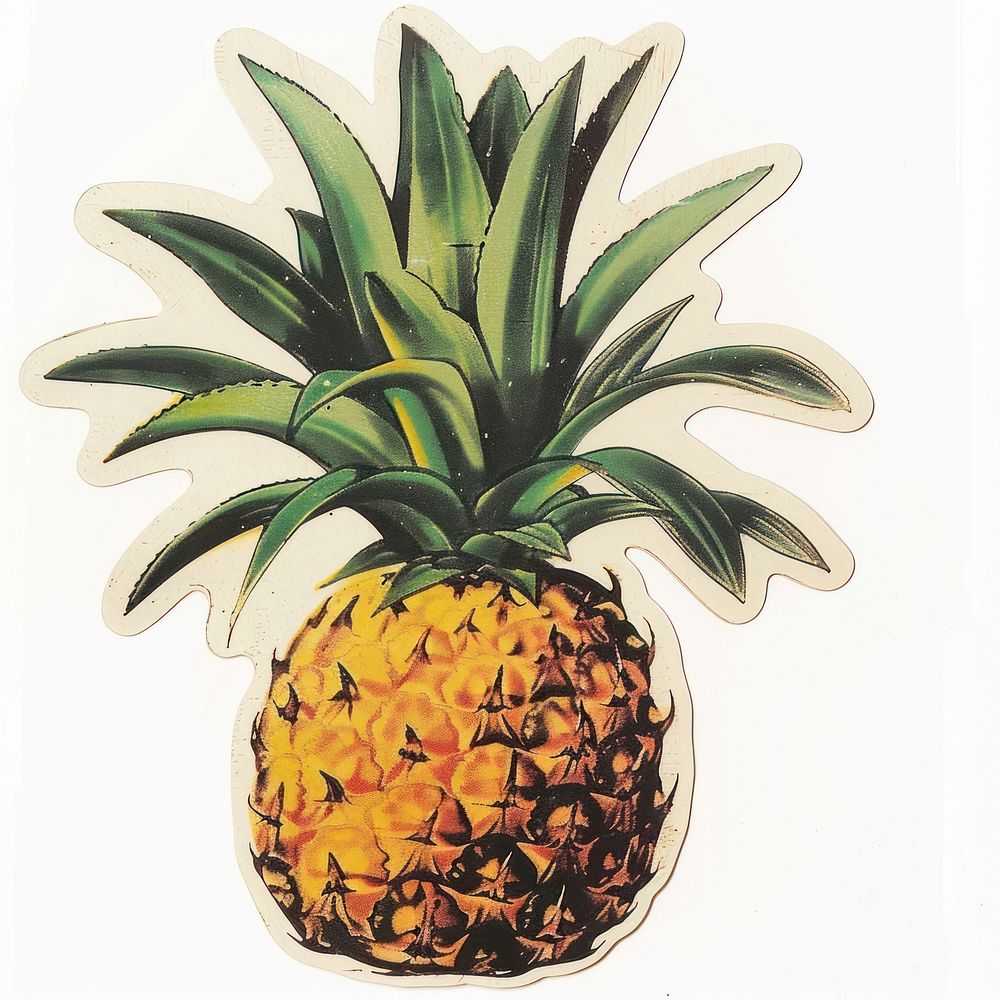 Pineapple shape collage cutouts fruit plant food.