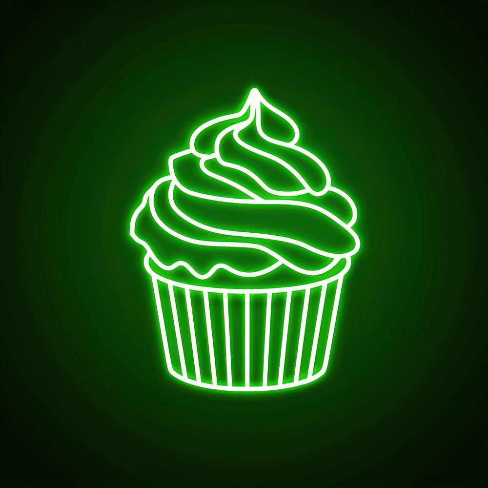 Cupcake green neon dessert.