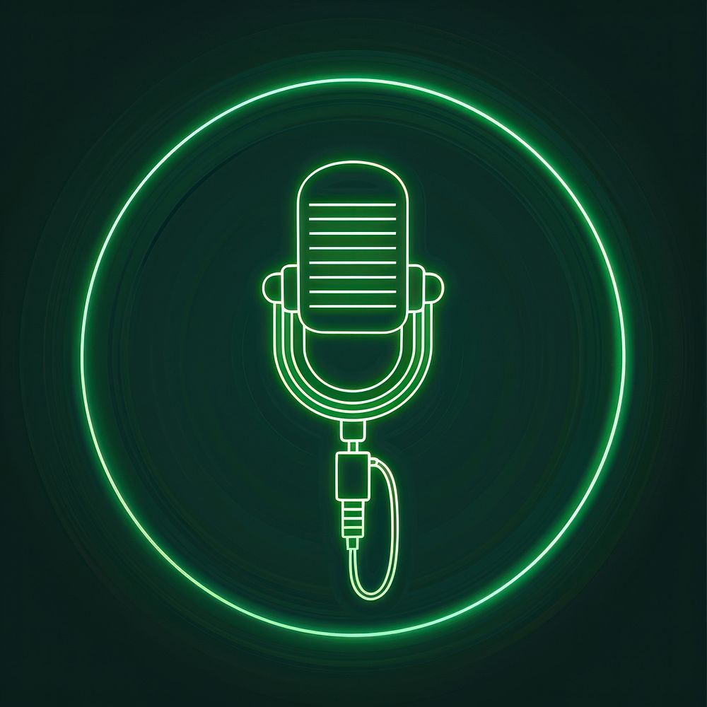Microphone icon neon light electrical device.