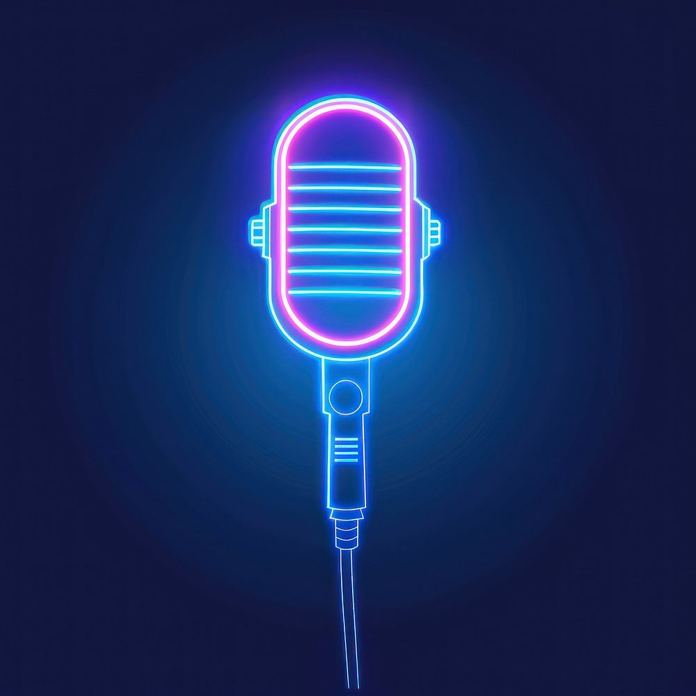 Microphone icon blue light electrical device.