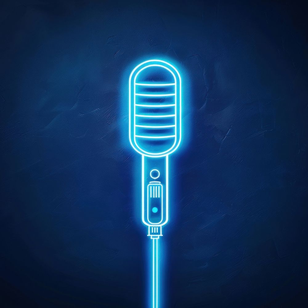 Microphone icon blue light electrical | Premium Photo Illustration ...