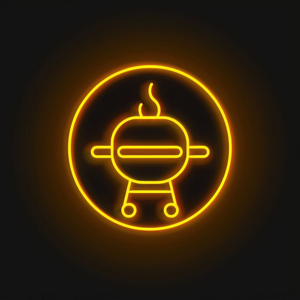 Yellow Barbecue icon neon astronomy.