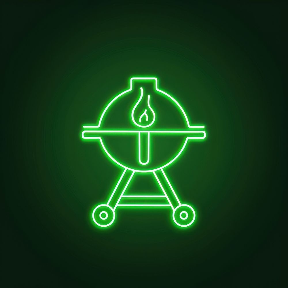 Barbecue icon neon symbol light.