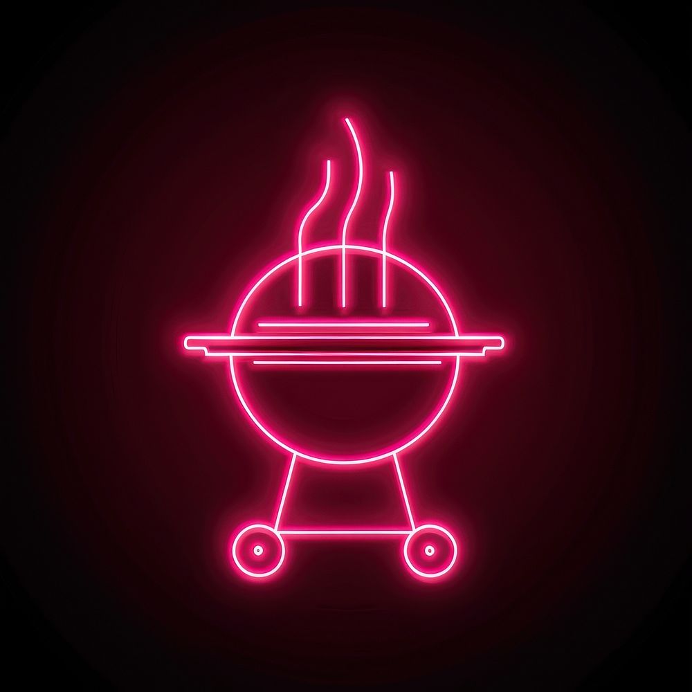 Pink Barbecue icon neon astronomy.