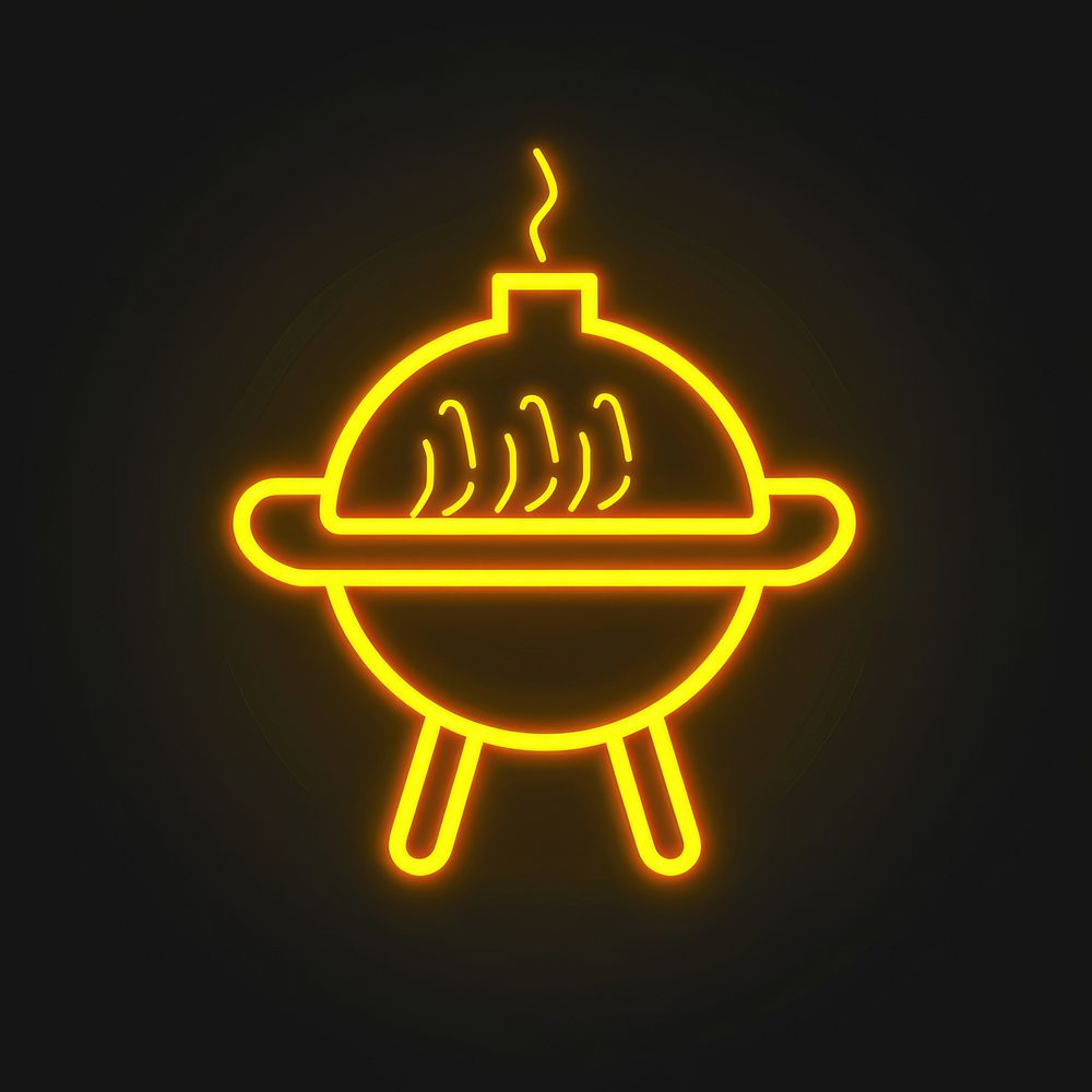 Yellow Barbecue icon neon symbol.