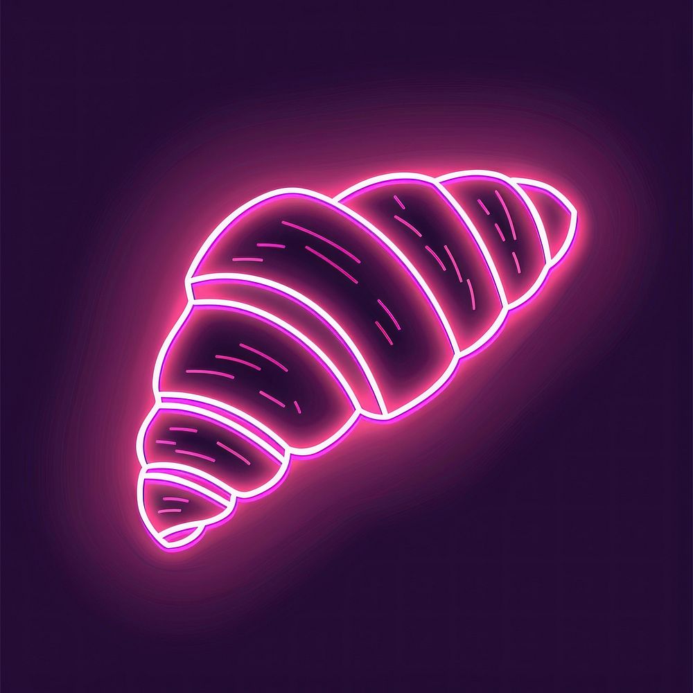 Croissants icon neon purple light.
