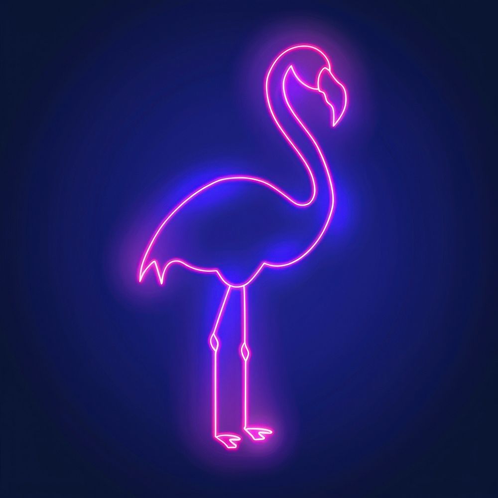 Flamingo icon blue neon astronomy.