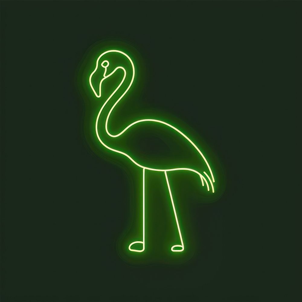 Flamingo icon neon animal light.