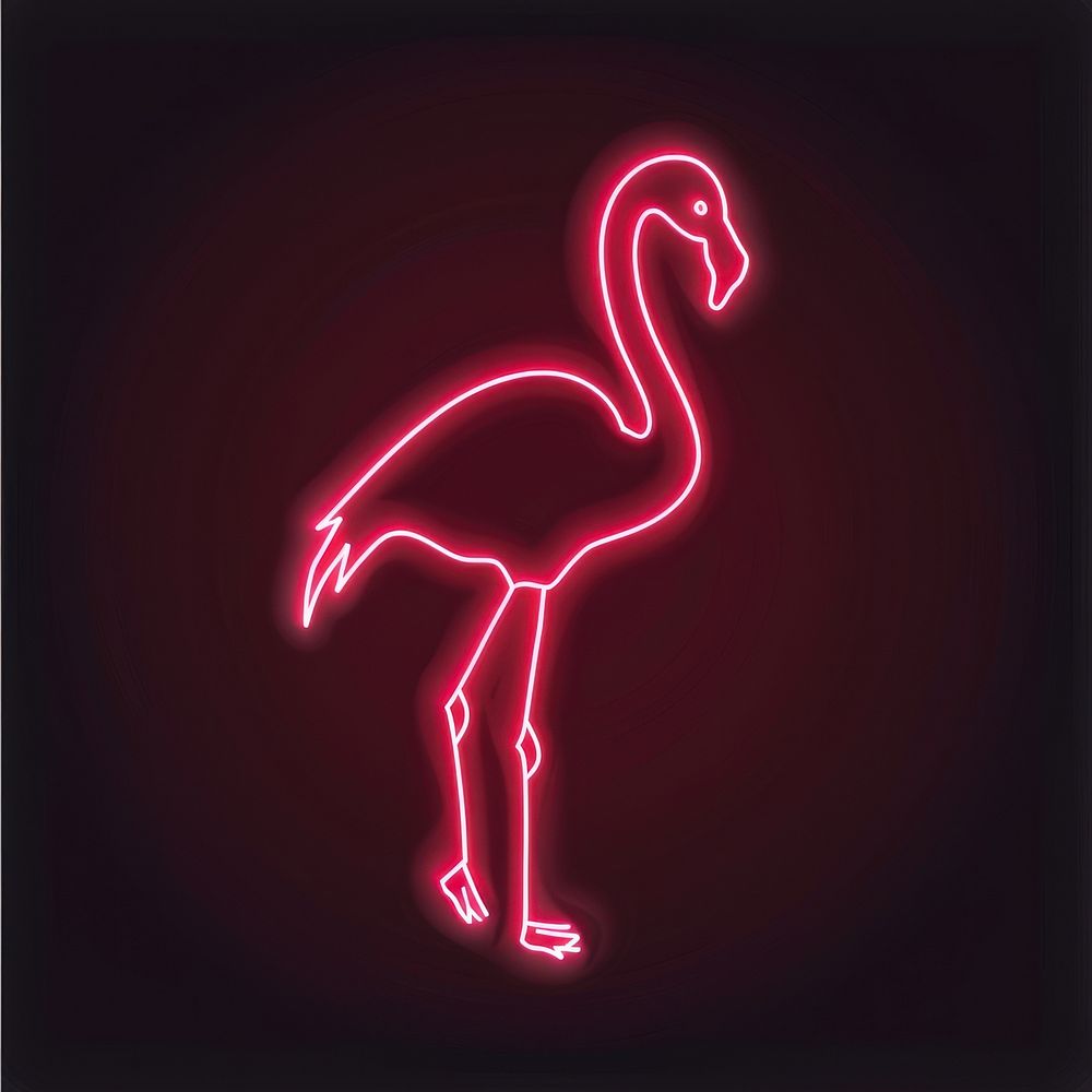 Flamingo icon pink neon ketchup.