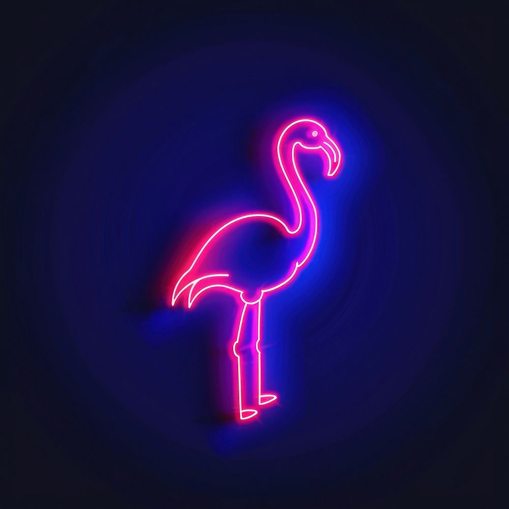 Flamingo icon neon light.