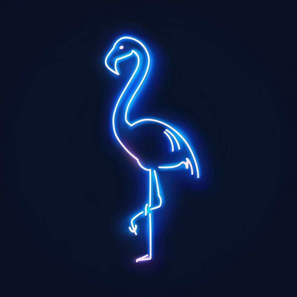 Flamingo icon blue neon astronomy.