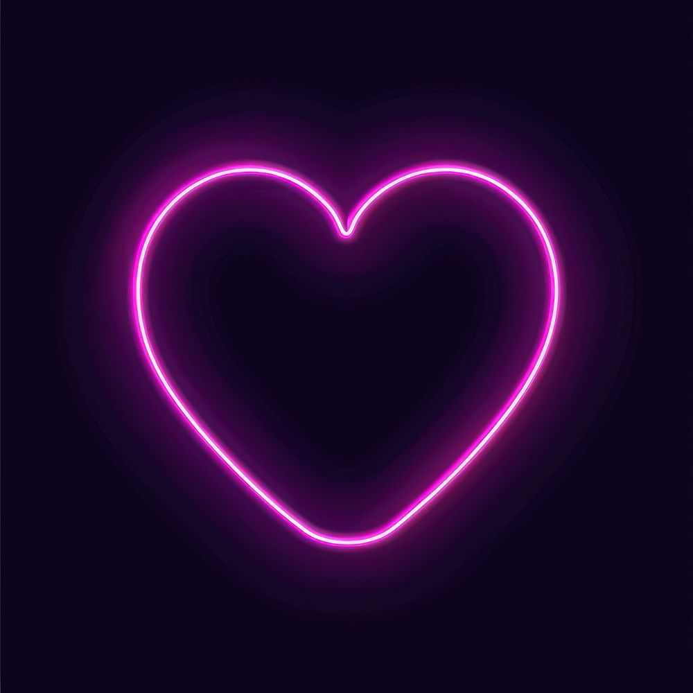Heart icon neon light disk.