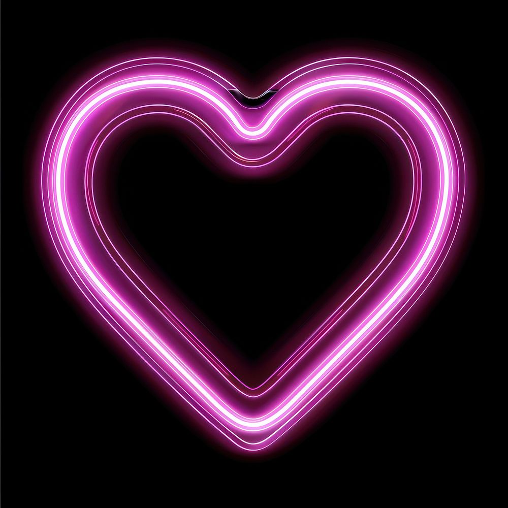 Heart icon neon purple light.