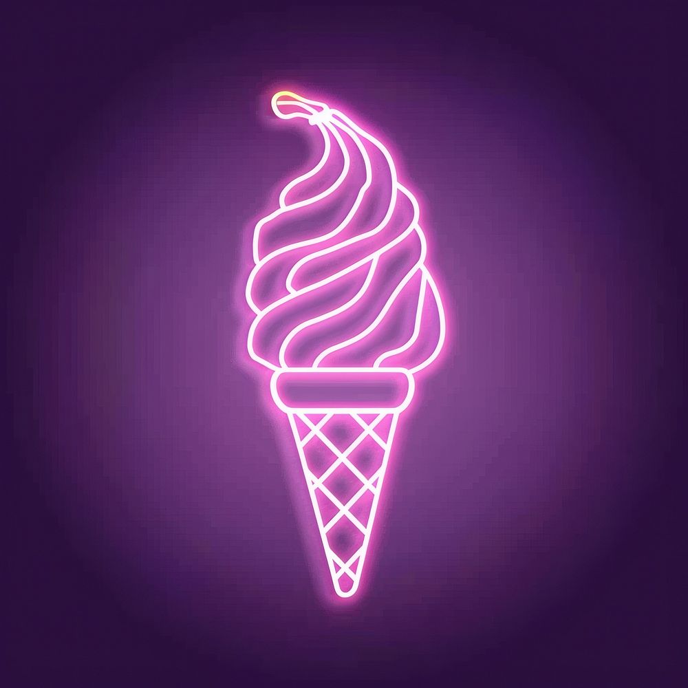 Ice cream icon neon microphone astronomy.