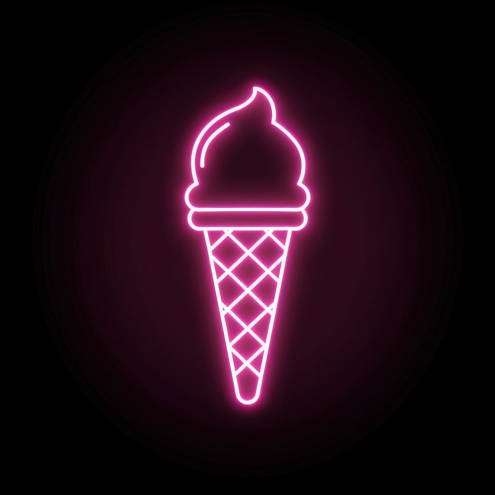 Ice cream stick icon pink neon astronomy.