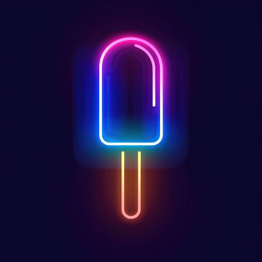 Ice cream stick icon neon light.