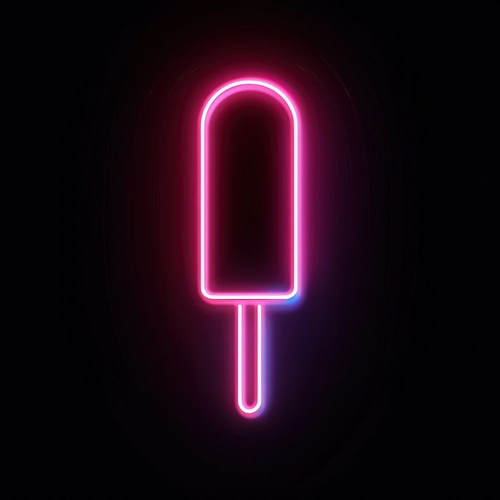 Ice cream stick icon neon light.