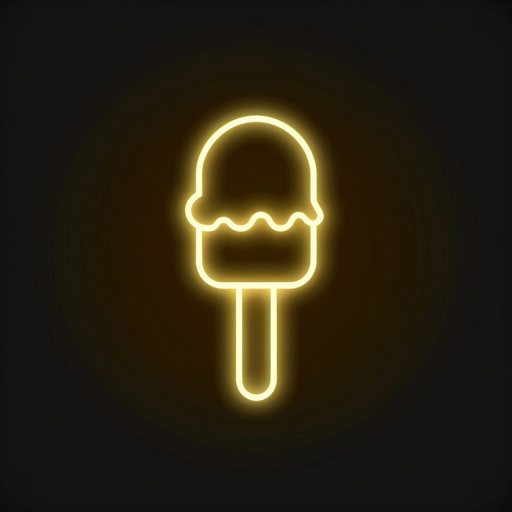 3d icon ice cream yellow neon lighting.