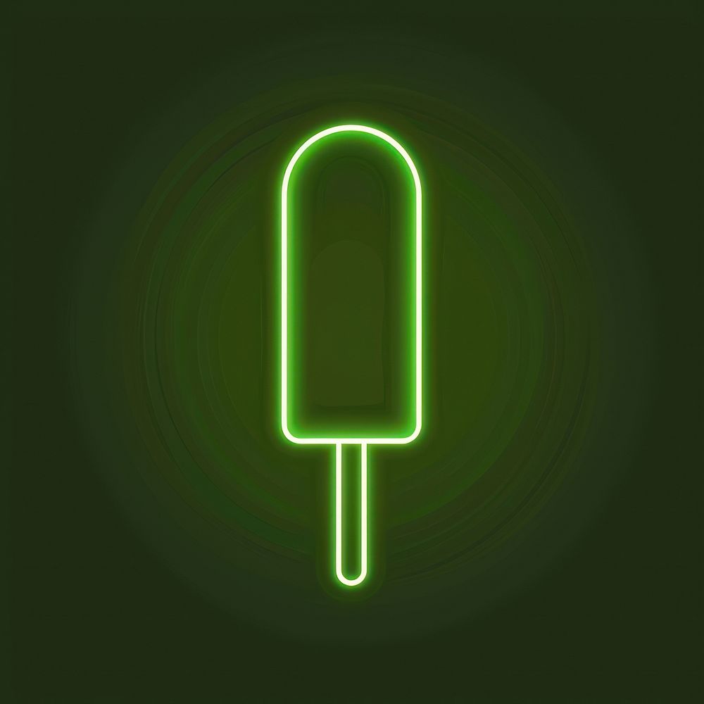 Ice cream stick icon green light disk.