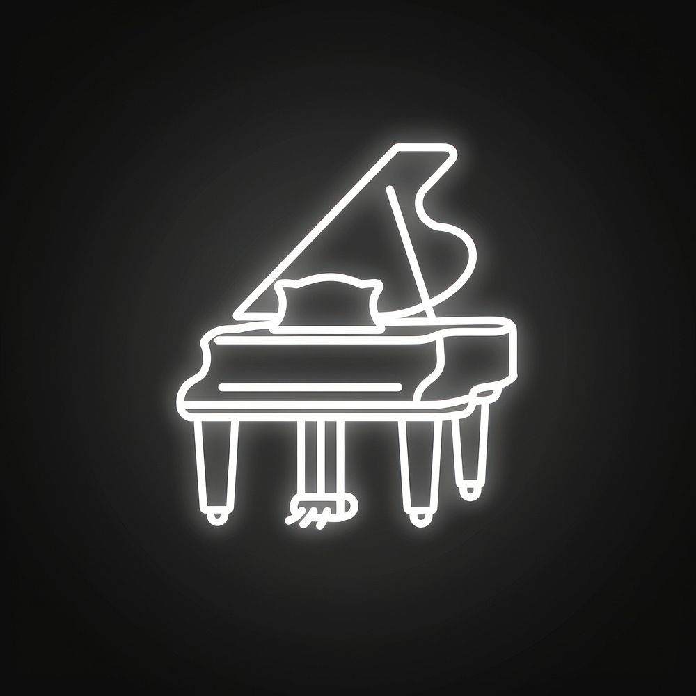 Piano icon neon keyboard lighting.