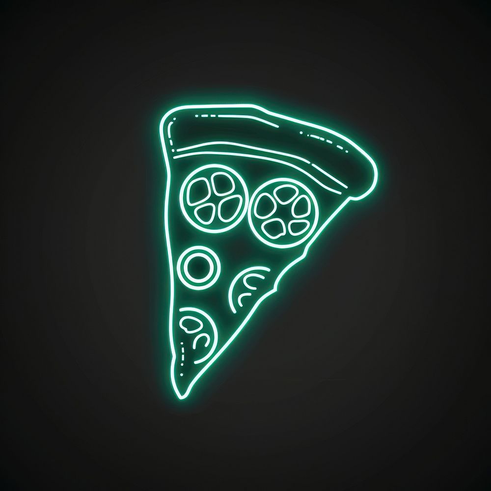Pizza icon neon lighting triangle.
