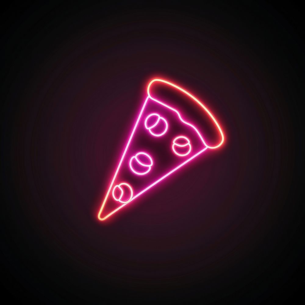 Pizza icon neon lighting.