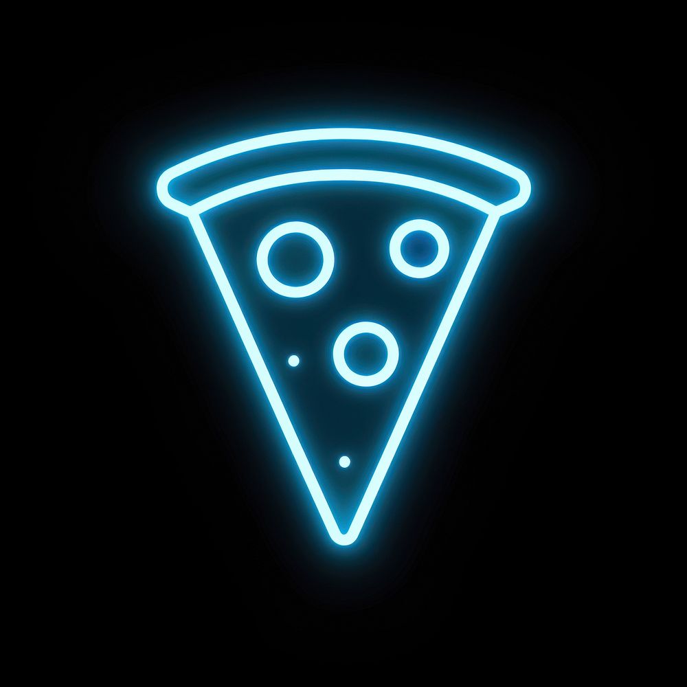 Pizza icon neon astronomy lighting.