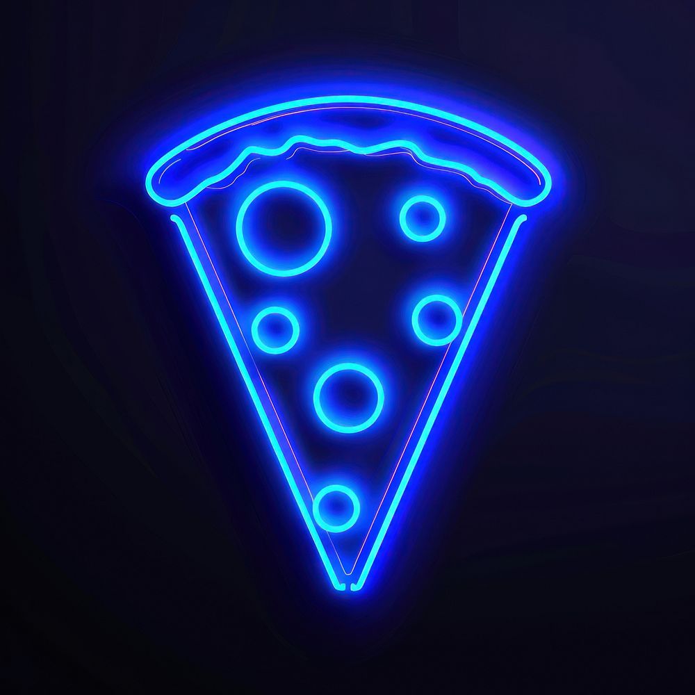 Pizza icon neon light.