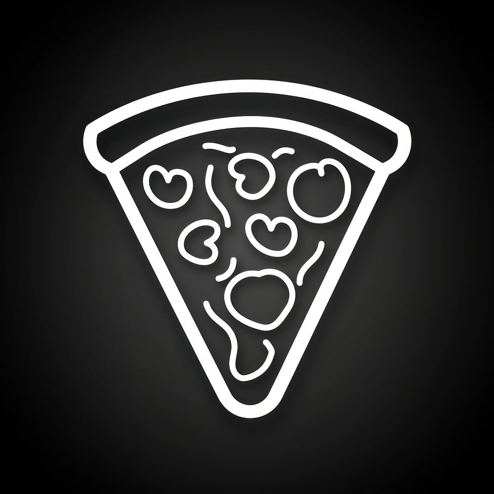 Pizza icon blackboard triangle symbol.