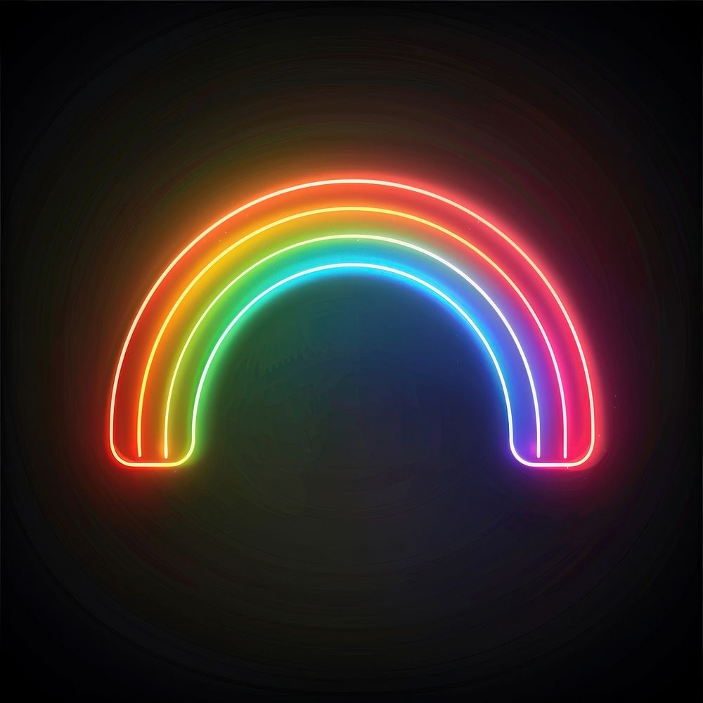 Rainboe icon neon light disk.