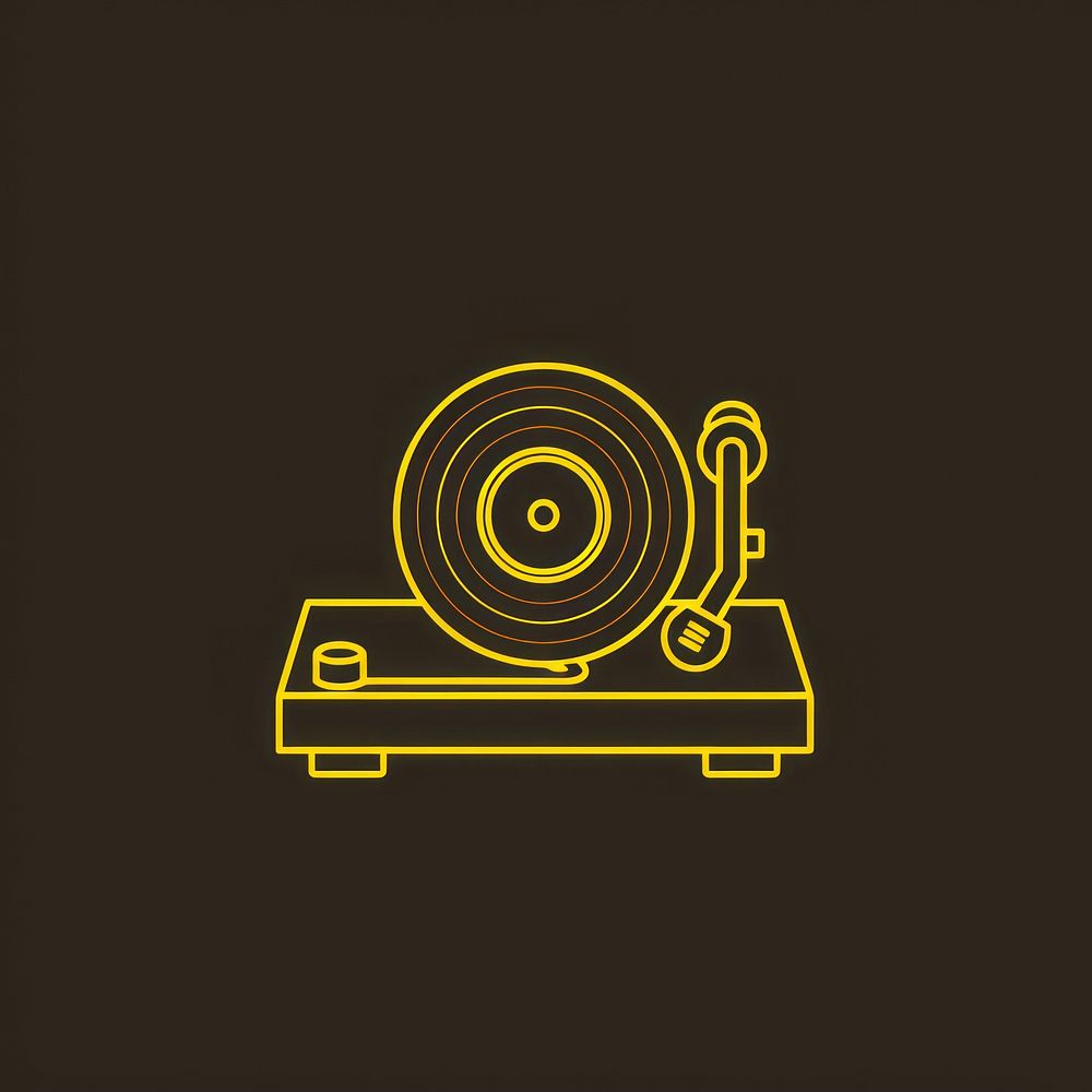 Record player icon yellow spiral disk.