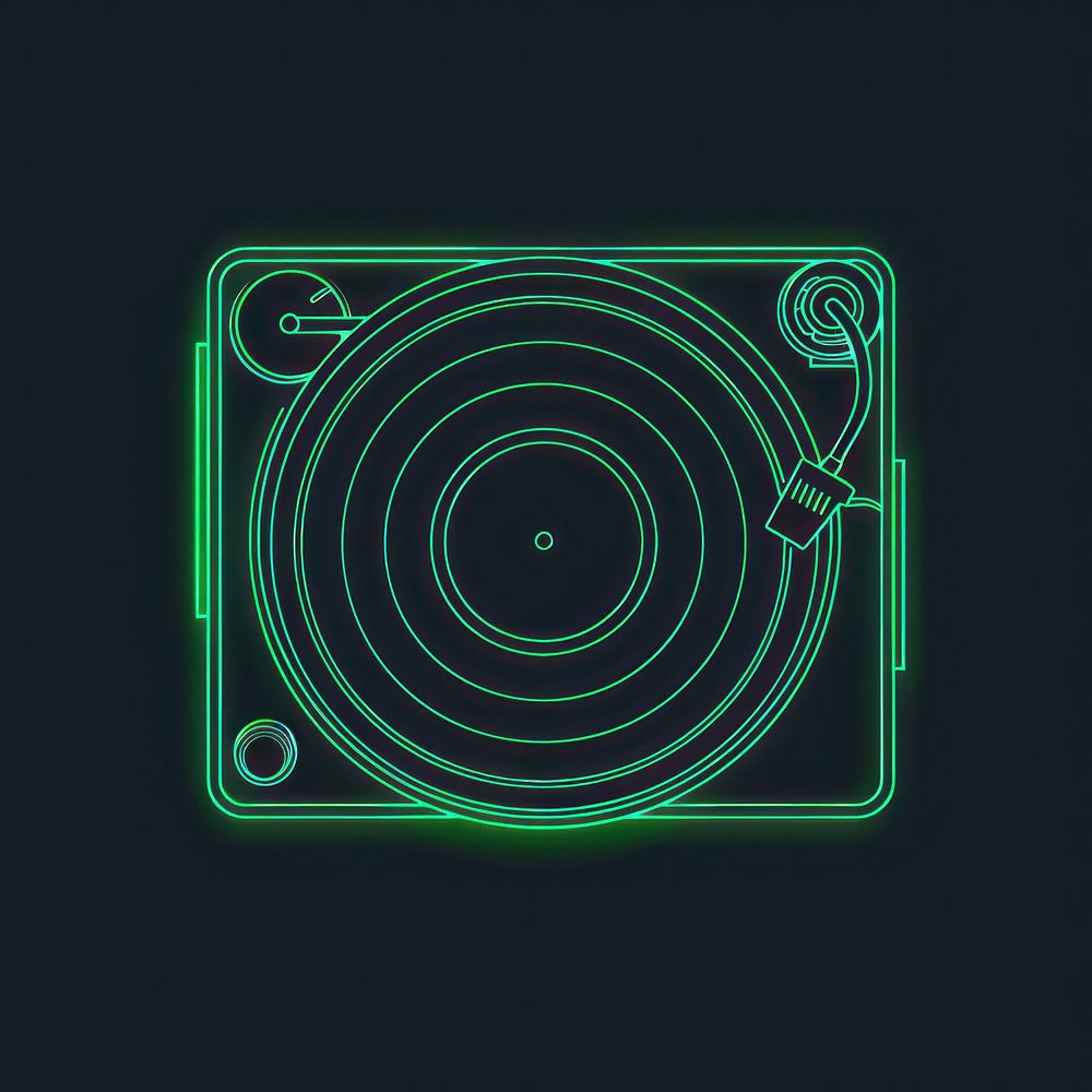 Record player icon blackboard spiral disk.