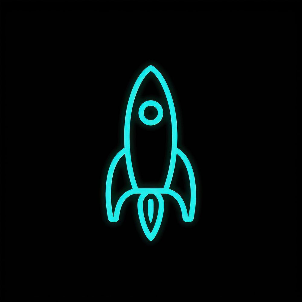 Rocket icon neon light logo.