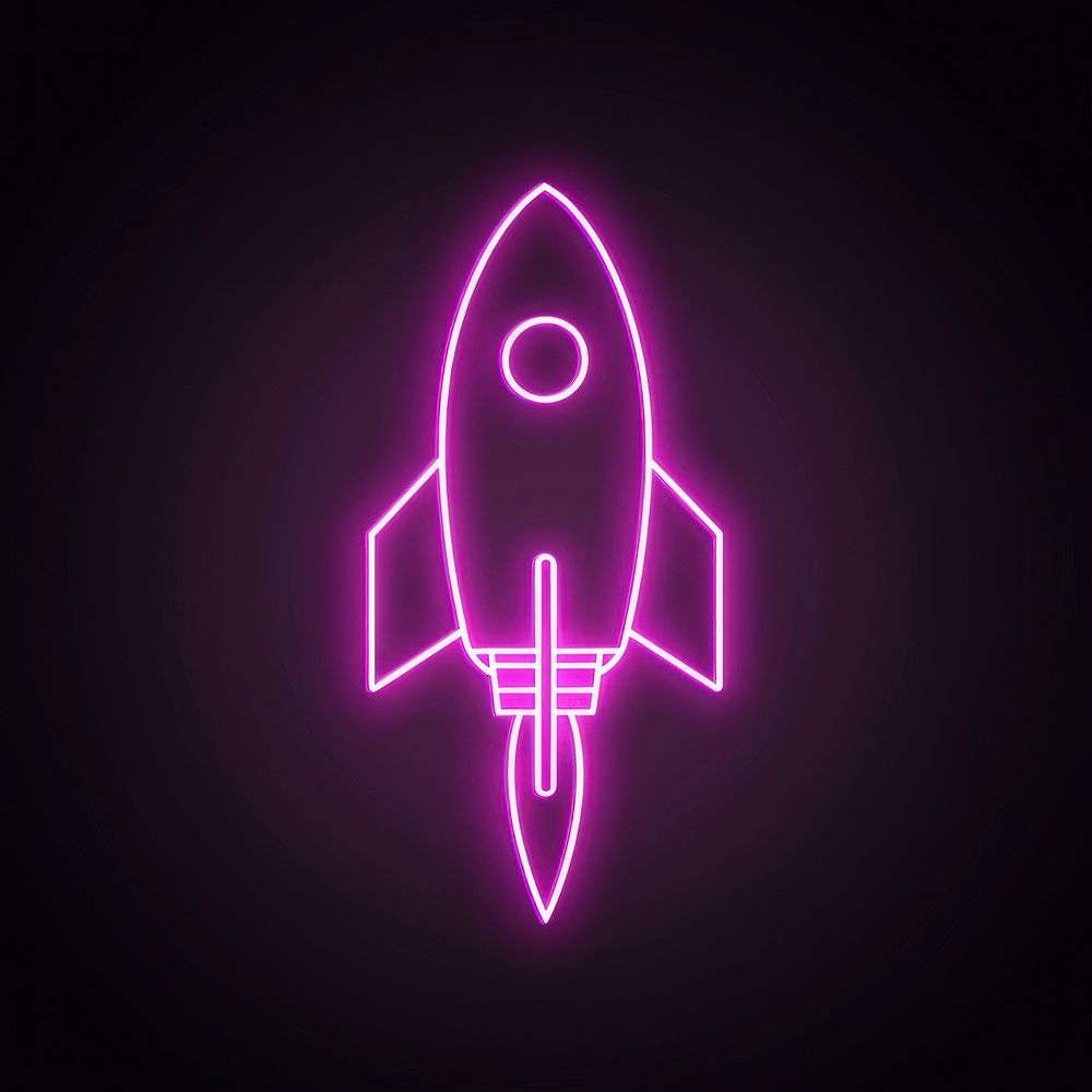 Rocket icon neon astronomy outdoors.